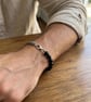 The Cobra Flex - Navy Blue Silver Bead Coil Bracelet - Image 2