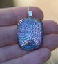 Dichroic blue and gold wavy pendant,  blue and gold fused glass necklace F37 - Image 4