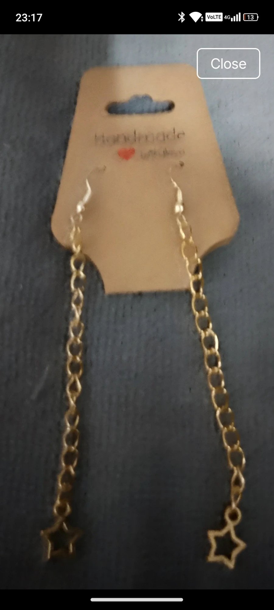 Handmade Gold plated fish hook earrings with star charms