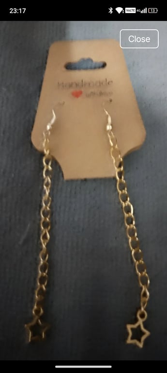 Handmade Gold plated fish hook earrings with star charms