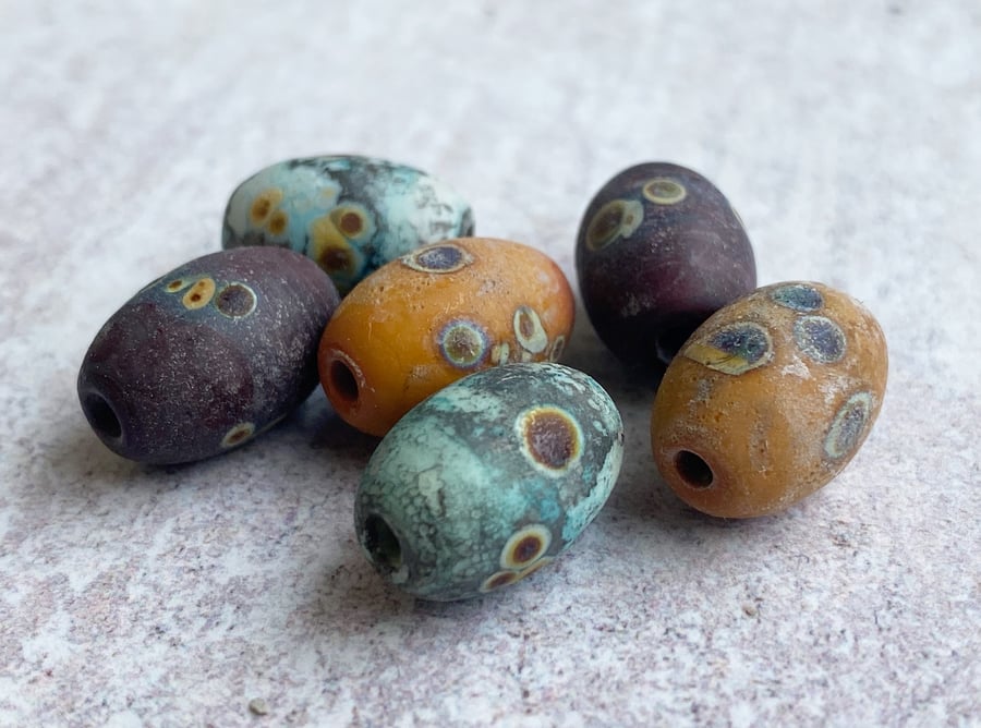 Rustic Style Barrel Bead Set - Handmade Lampwor... - Folksy