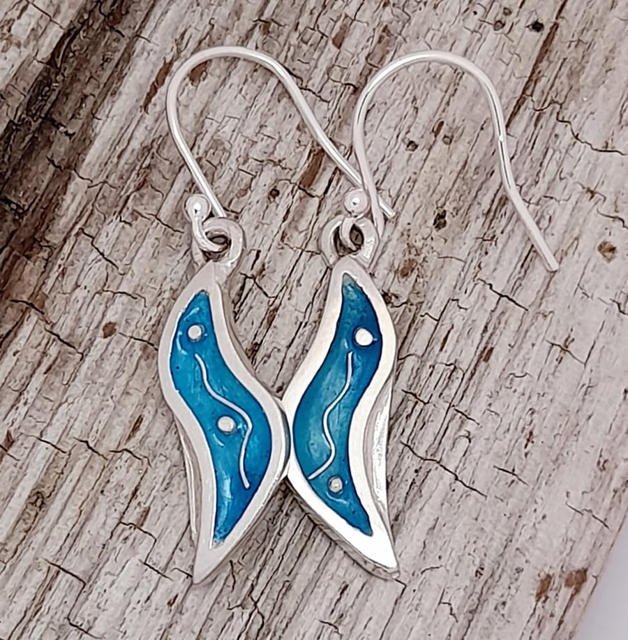 Seapod Enamelled drop earrings
