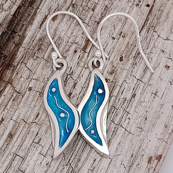 Seapod Enamelled drop earrings