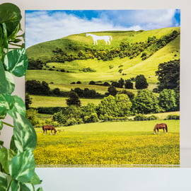 Westbury White Horse Bratton Camp Wiltshire Blank Greeting Card summer landscape