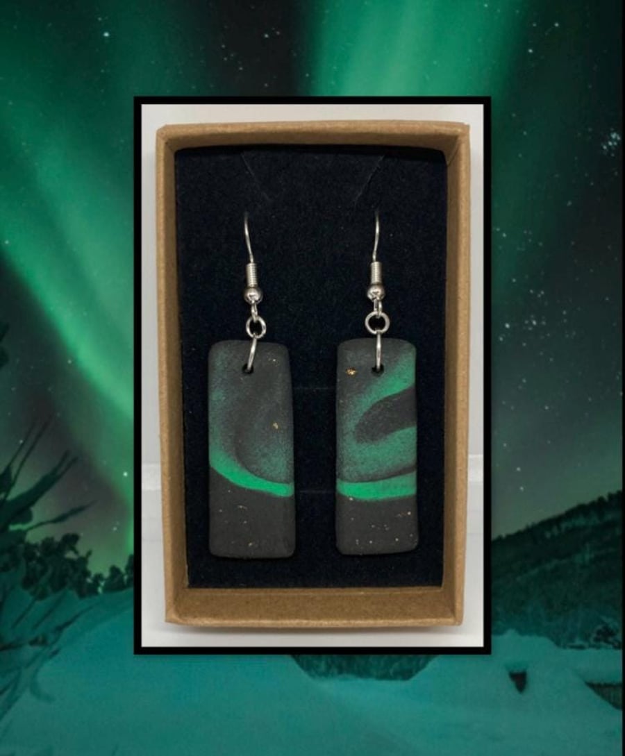 Northern lights lightweight clay earrings