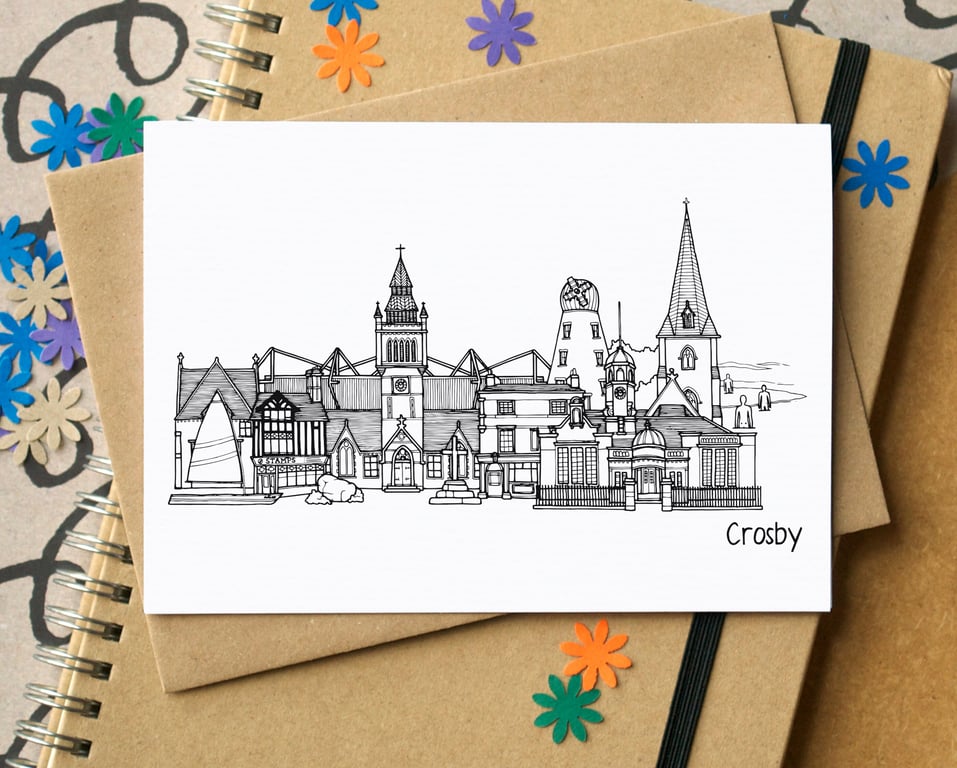 Crosby Merseyside Skyline Greetings Card