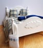 1:12 Scale Cream & Blue Check Dolls House Bedding With Dress, Necklace and Bag - Image 2