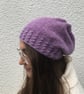 SLOUCH BEANIE hat .'Violette' . Luxurious Alpaca , Merino  blend .Purple .  - Image 4