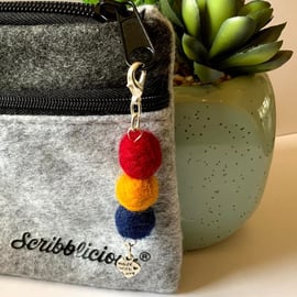 Felted wool ball purse charm