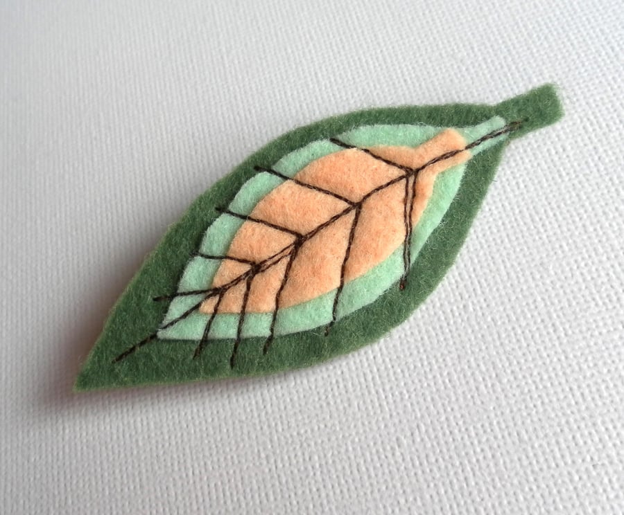 Apple Leaf Brooch, Badge, Felt