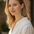 Sterling Silver, Jade,  Stained Glass Earrings,  Gift Boxed