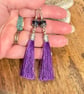 Long deep purple Czech glass tassel earrings - Image 4