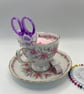 Vintage Roses Teacup Pin Cushion & Sewing Station - Mindful Gift - Image 4