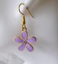 Pretty Lilac Enamel Flower Earrings with gold plated ear-wires - Image 4