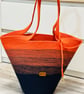 Large Ombre Cotton Rope Basket – Navy & Orange - Image 3