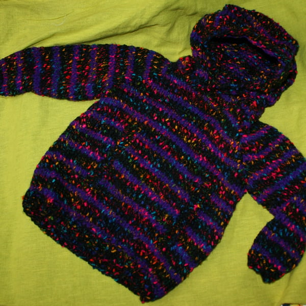 Stripey Knitted Hooded Jumper