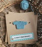 Croeso i'r Babi Newydd Welsh New Baby Card Duck Egg Blue