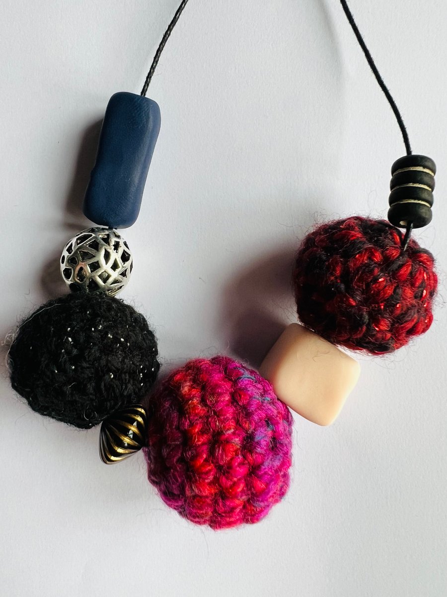 Handmade crochet beaded necklace