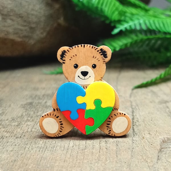 Autism Pin, Handmade Autism Awareness Lanyard Badge, Autism Support Brooch