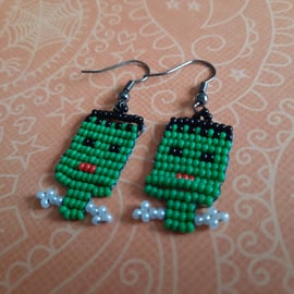 Frankenstein's Monster Beadwork Earrings (1)