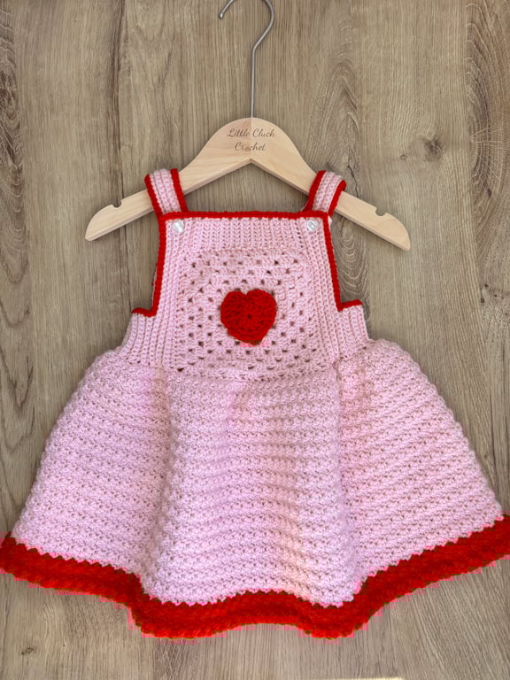 Pink and red heart motif dress - 1-2 years