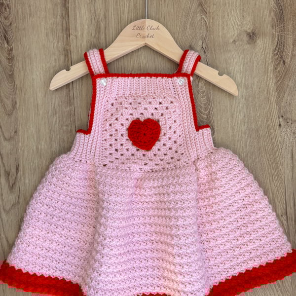Pink and red heart motif dress - 1-2 years