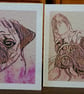 Dog Cards - Staffordshire Bull Terrier, Greyhound, Pug and French Bulldog