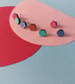 Mini colourful hexagon stud earrings - Image 4