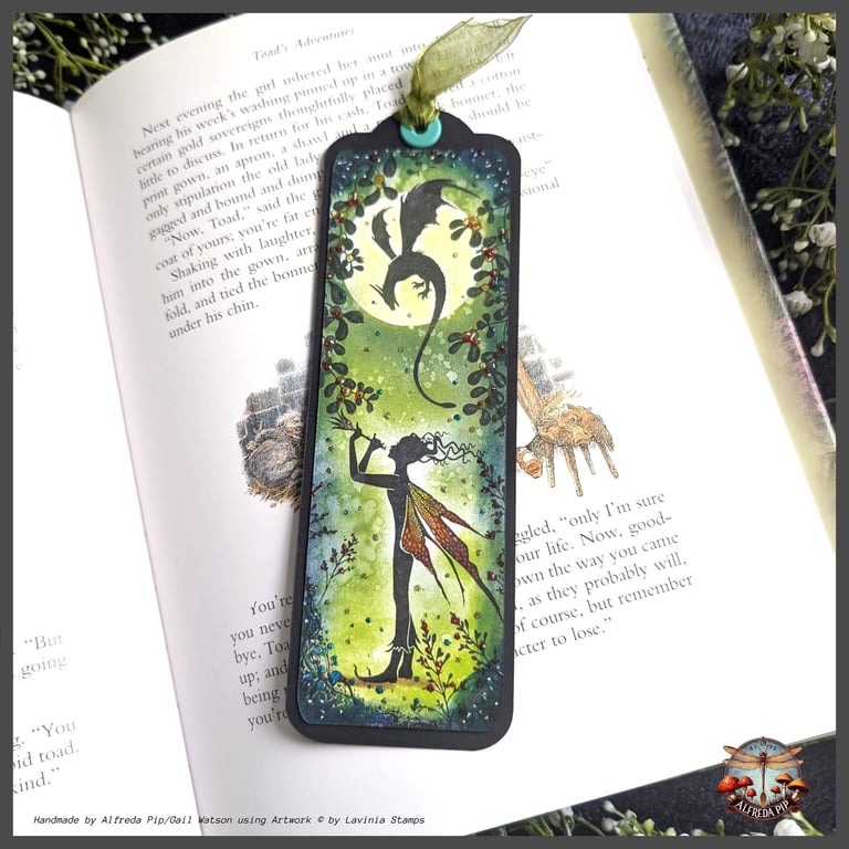 Enchanted Realms themed handcrafted Bookmarks Fairy and Dragon