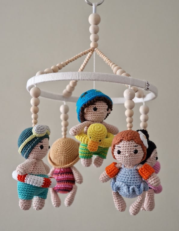 Crochet Baby Mobile - Beach Nursery Decor - Beach Crib Hanging Decoration