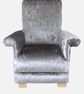 Silver Grey Crushed Velvet Child's Chair Kid's Armchair Toddler Baby High Back - Image 1