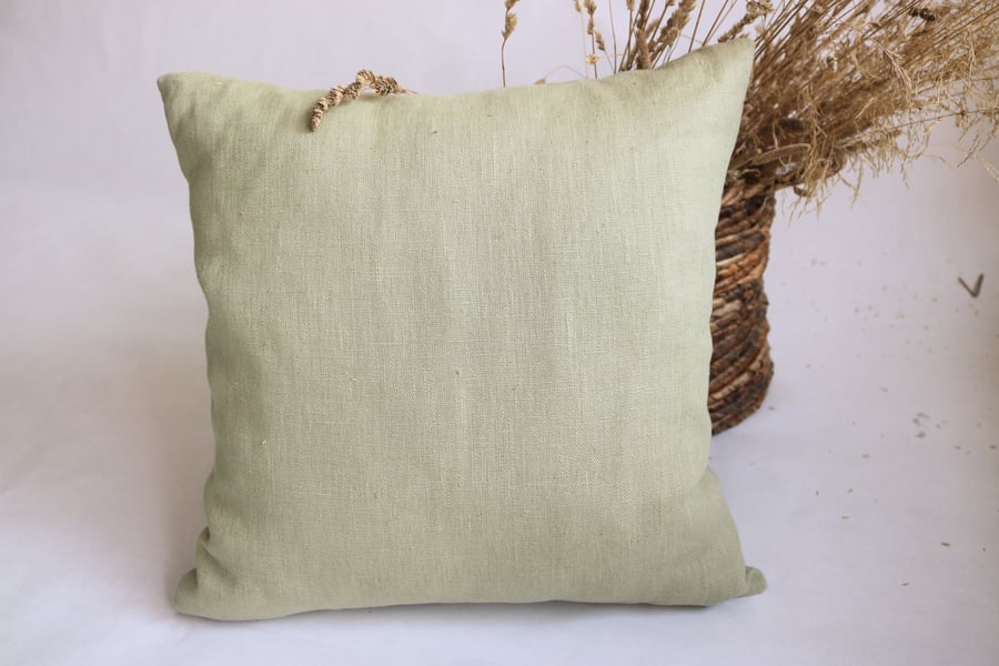 100% Linen Cushion Cover, Sage