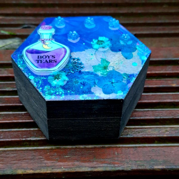 Hexagon Trinket Jewellery Keepsake Box spooky cute emo alt gothic witchycore