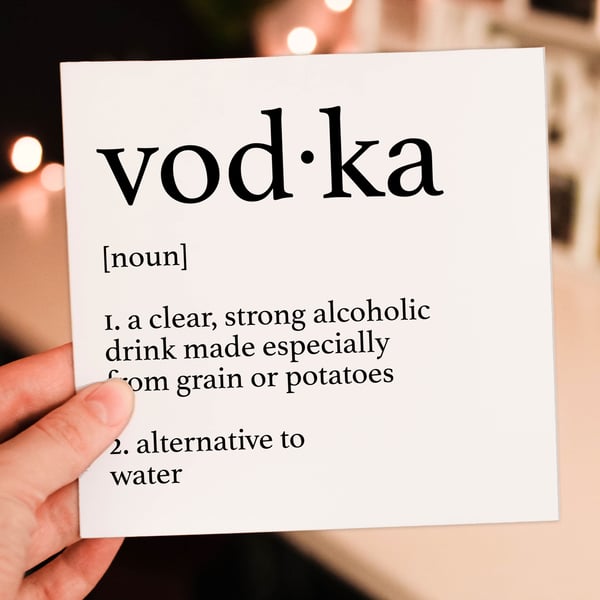 Birthday card: Dictionary definition of vodka