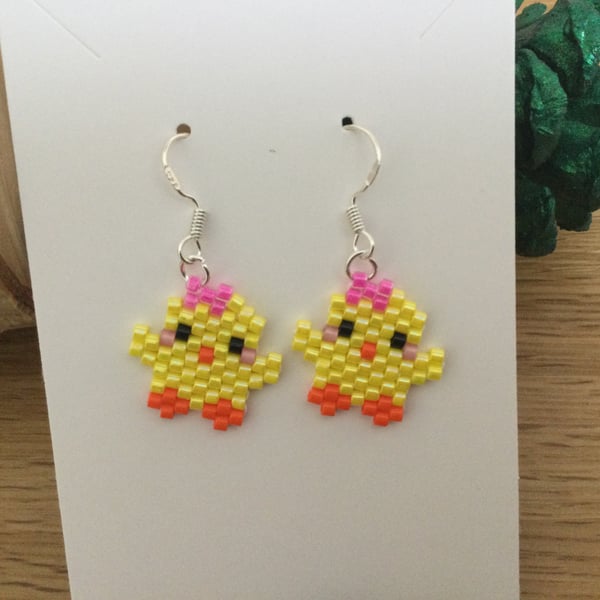 Beaded Cute Chick Earrings