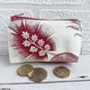 Small Purse, Coin Purse with Pink Stylised Flowers