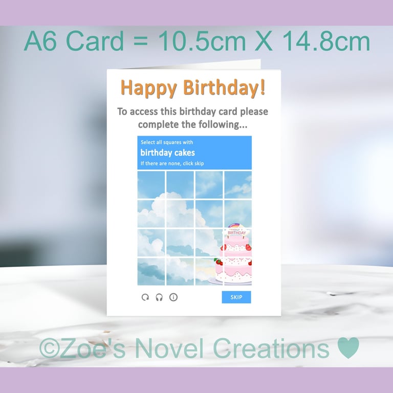 Captcha Birthday Day Card A6 size 10.5cm X 14.8cm 