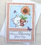 Bear with sunflower birthday card - Image 4