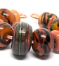 Artisan Lampwork Glass Bead set – Wild Safari brown leopard print Handmade