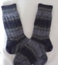 Hand-cranked Knitted Ribbed Wool Socks Size 4 to 5 - Image 3