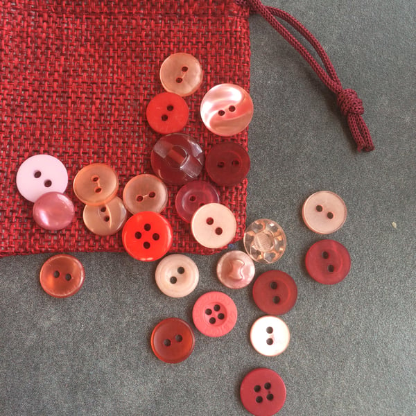 Pink Red assortment of pre loved shirt buttons