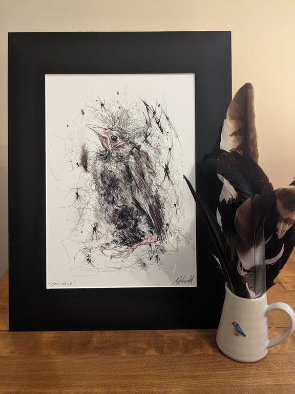 Baby Crow, a signed print of an original painting