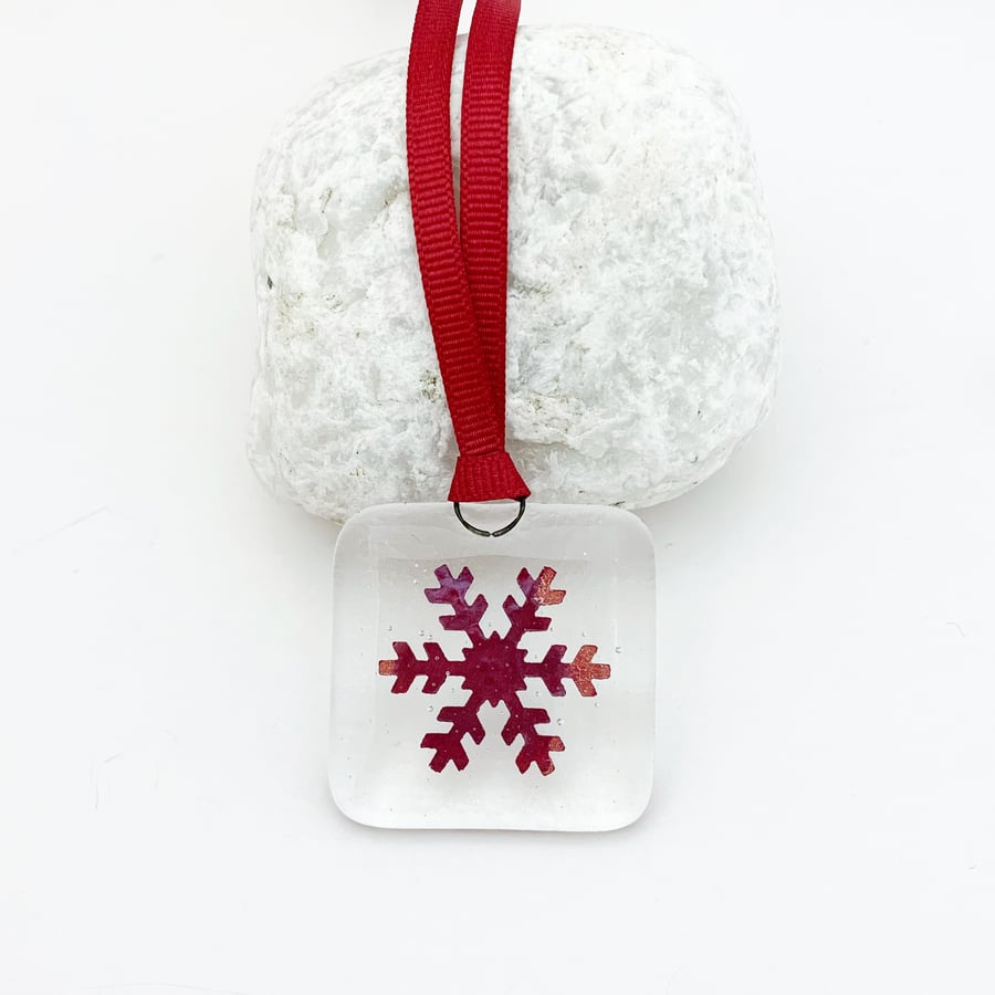 Seconds Sale - Mini Fused Glass Snowflake Hanging