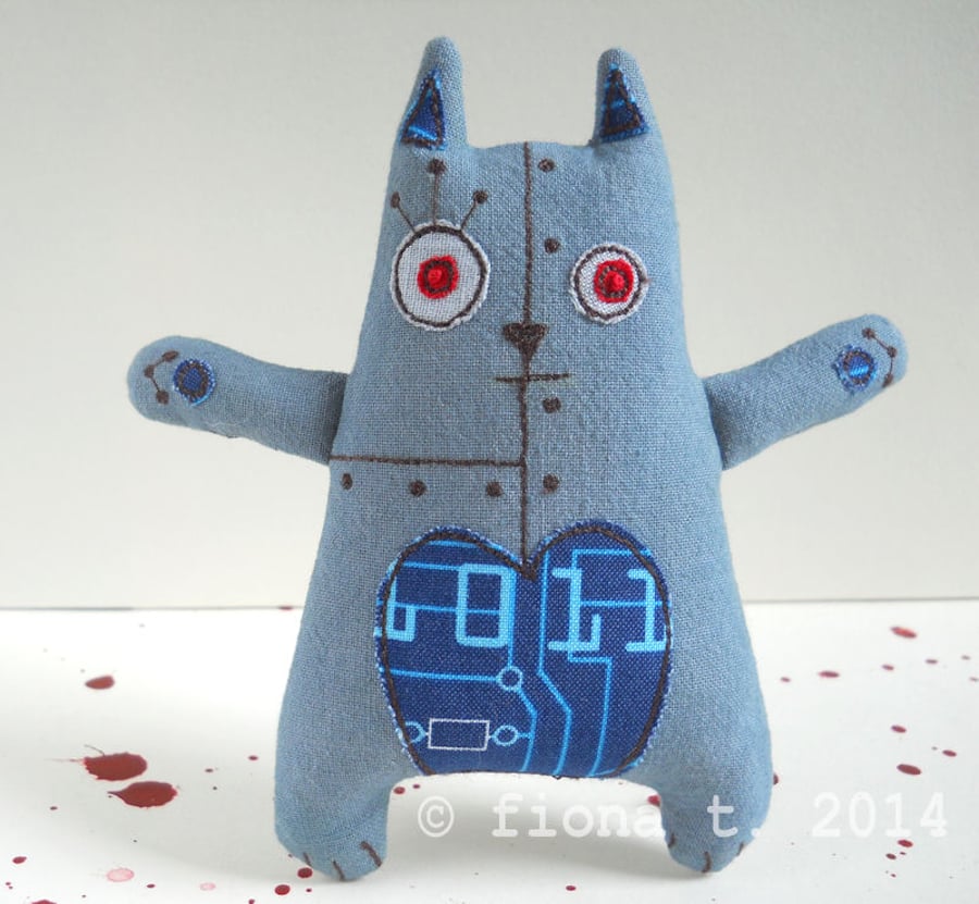 embroidered robot zombie kitten