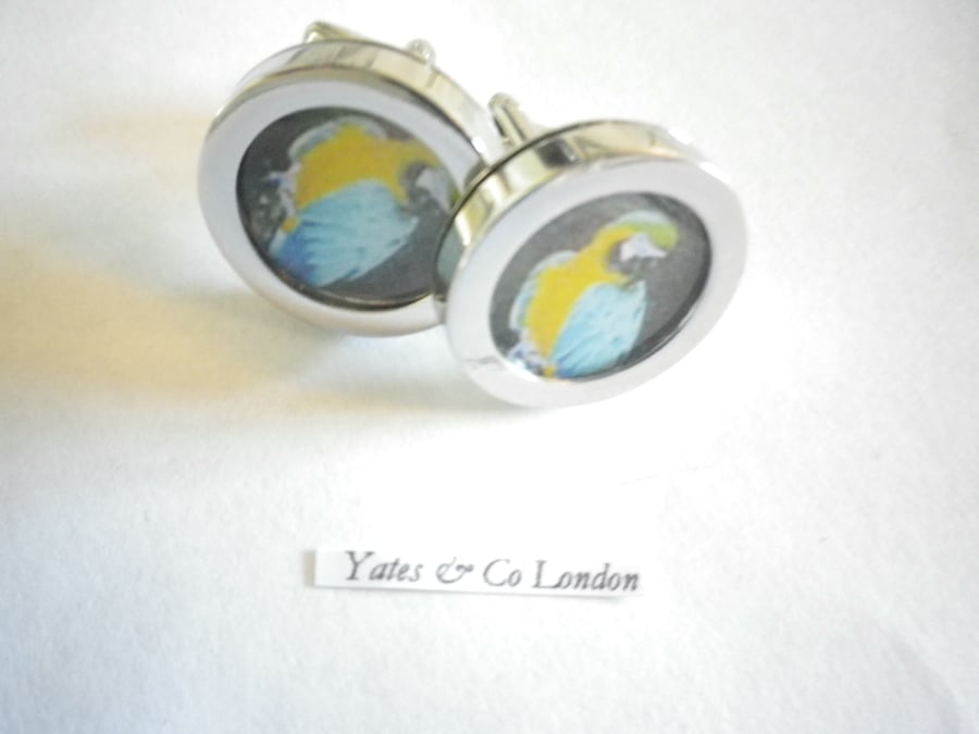 Wild Parrot cufflinks, free shipping, gift weapped, super image, Ref 1234