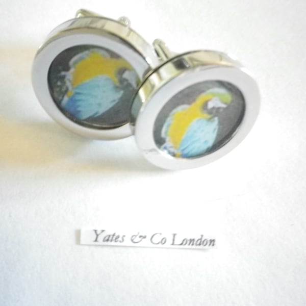 Wild Parrot cufflinks, free shipping, gift weapped, super image, Ref 1234