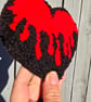 Punch Needle Bleeding Heart Red and Black Mug Rug or Desk Rug  - Image 5