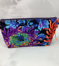 Floral makeup bag, Chrysanthemum zip bag, 2 size options, Handmade - Image 5