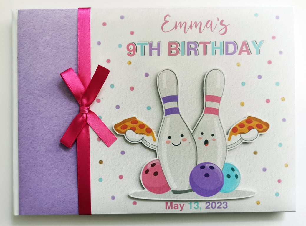 Bowling birthday guest book, bowling party book, bowling keepsake, gift