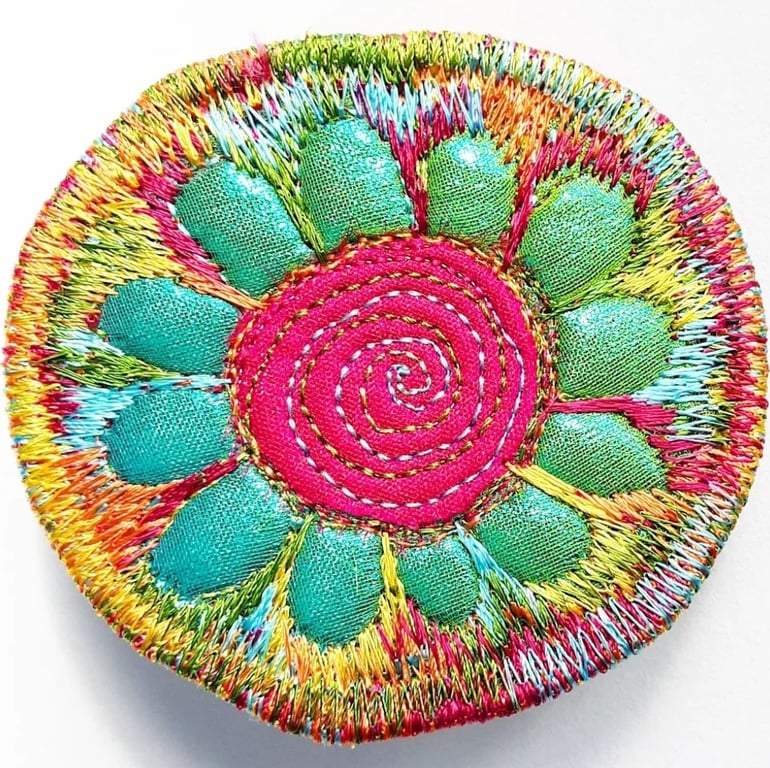 Textile Brooch Free Machine Embroidery 